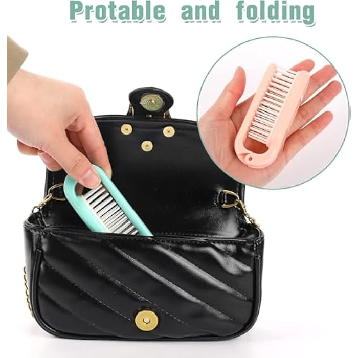 Foldable Hair Brush for Women and Men, Portable Mini Anti-Static Hair Brush, Mini Hair Comb for All Hair Types, Travel Salon Tools, Pocket Comb for Hair Styling (multicolor) - Image 4